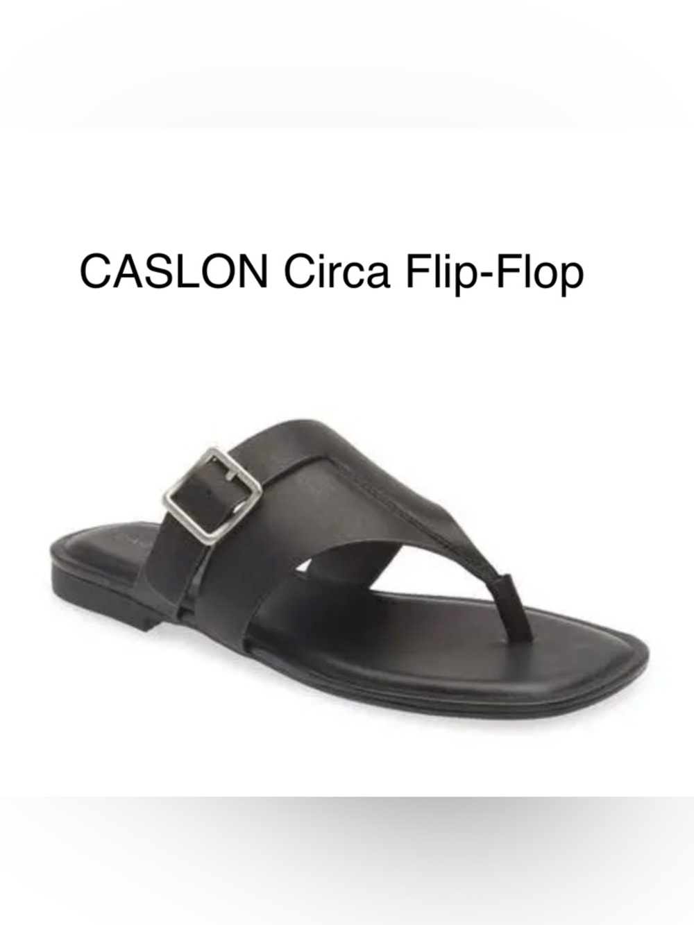 5/$30 Caslon Circa Flip-Flops Black Leather Buckle Thong Sandal 5 NWOT